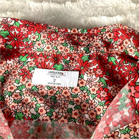 Untuckit Dress Women’s Size 2 Imogen Button Up Floral Side Pockets  Shirt Dress - Picture 6 of 12